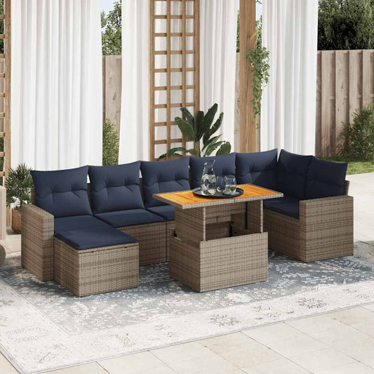 Sofasæt til Haven 8 Dele med Hynder Polyrattan Grå - hovedbillede
