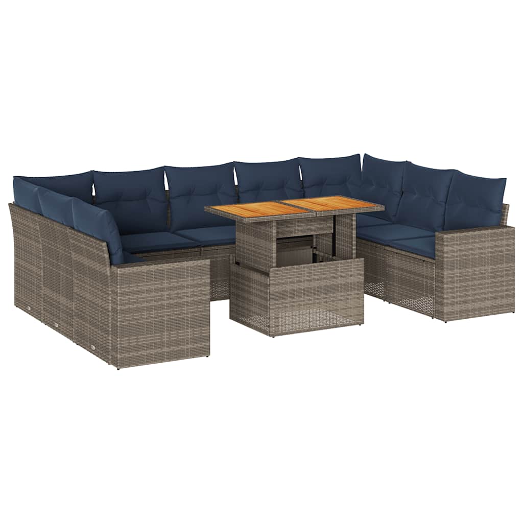 Sofasæt til Haven 10 Dele med Hynder Polyrattan Grå - billede 2