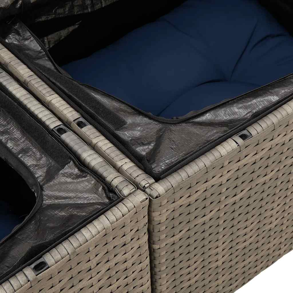 Loungesæt til Haven 11 Dele med Hynder Polyrattan Grå - billede 12