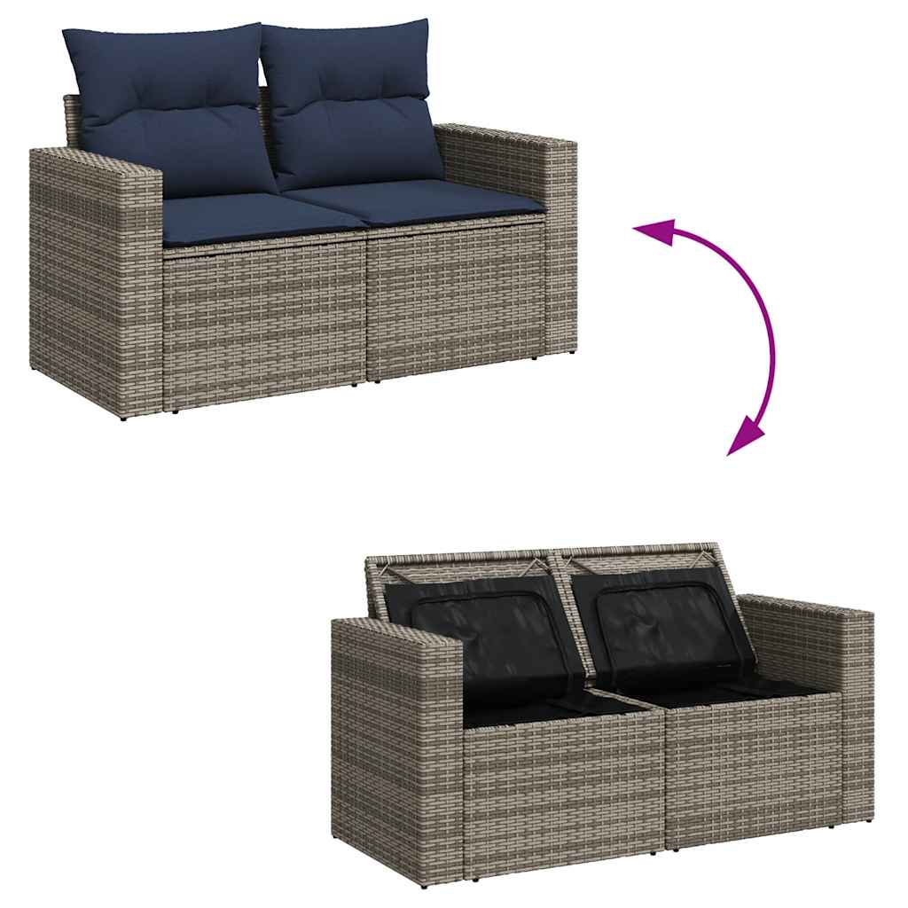 Loungesæt til Haven 11 Dele med Hynder Polyrattan Grå - billede 9