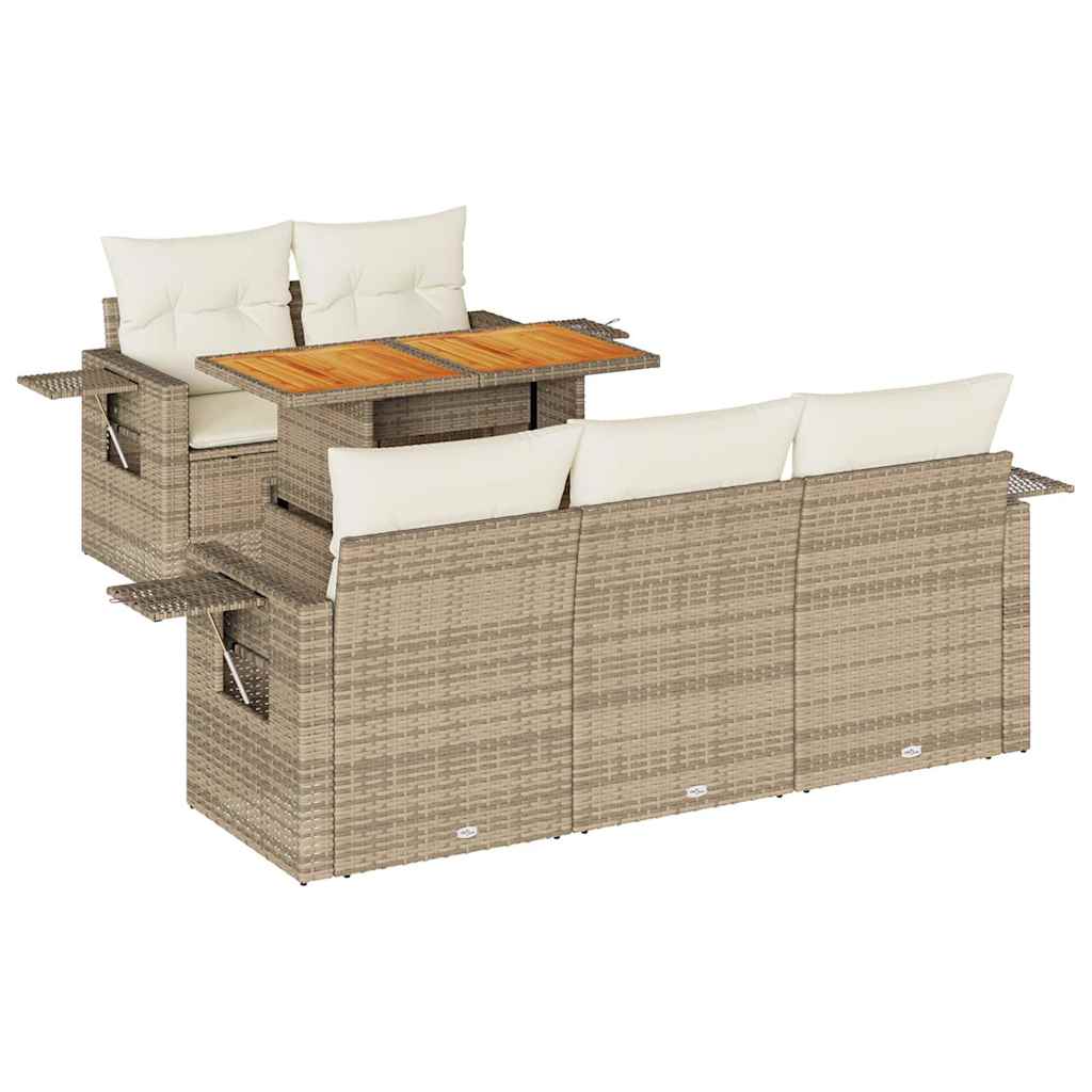 Sofasæt Til Haven 6 Dele Med Hynder Polyrattan - Billede 2