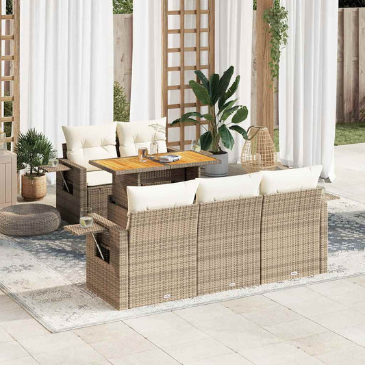 Sofasæt Til Haven 6 Dele Med Hynder Polyrattan - Hovedbillede
