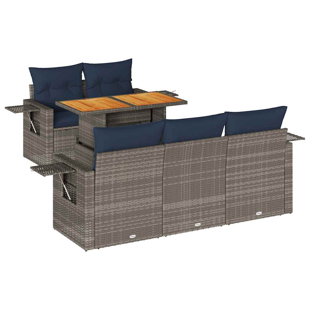 Sofasæt til Haven 6 Dele med Hynder Polyrattan Grå - billede 2