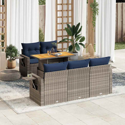 Sofasæt til Haven 6 Dele med Hynder Polyrattan Grå - hovedbillede