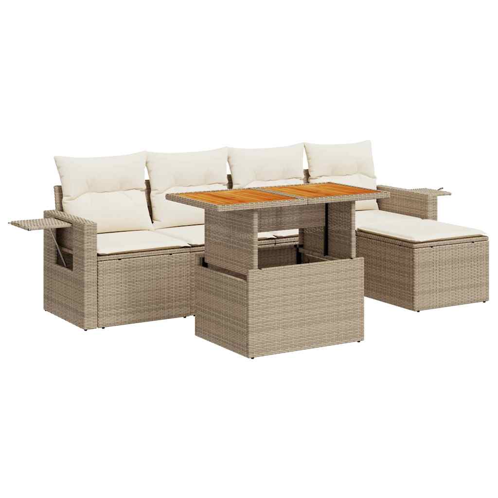 Sofasæt Til Haven 6 Dele Med Hynder Polyrattan - Billede 2