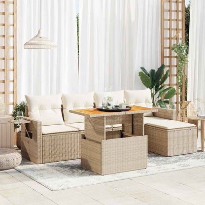Sofasæt Til Haven 6 Dele Med Hynder Polyrattan - Hovedbillede