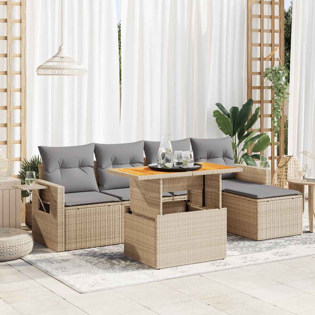 Sofasæt Til Haven 6 Dele Med Hynder Polyrattan - Variant 3327139