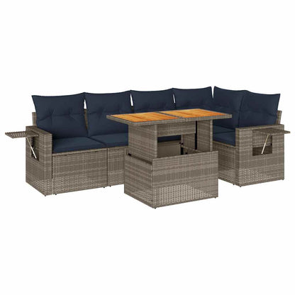 Sofasæt til Haven 6 Dele med Hynder Polyrattan Grå - billede 2