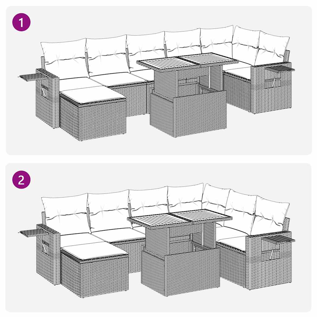 Sofasæt til Haven 8 Dele med Hynder Polyrattan Grå - billede 13