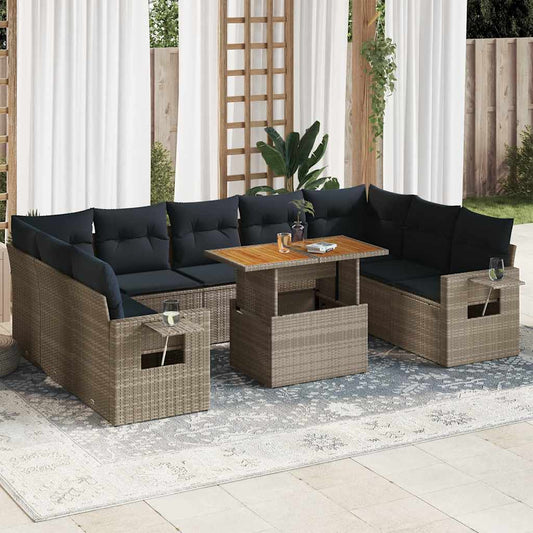 Sofasæt til Haven 10 Dele med Hynder Polyrattan Grå - hovedbillede