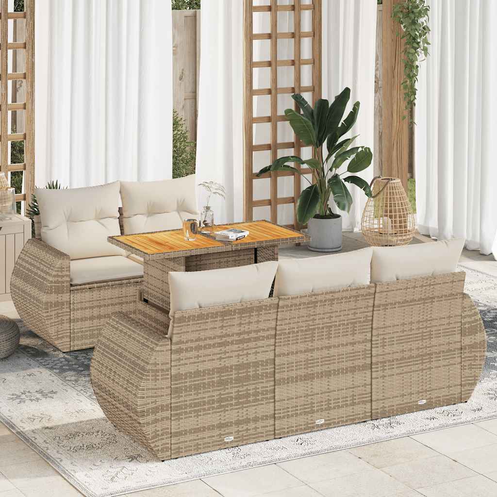 Sofasæt Til Haven 6 Dele Med Hynder Polyrattan - Hovedbillede