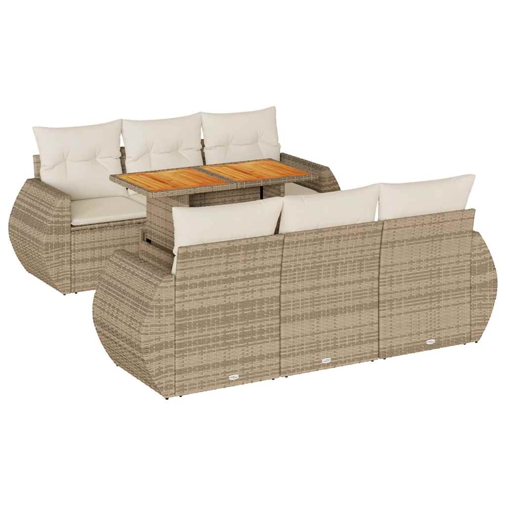 Sofasæt Til Haven 7 Dele Med Hynder Polyrattan - Billede 2