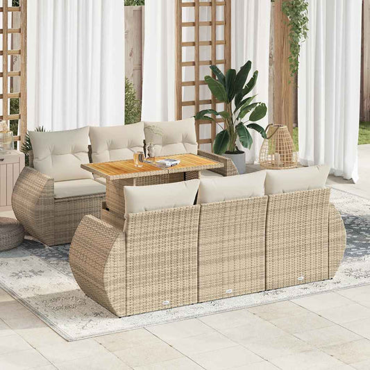 Sofasæt Til Haven 7 Dele Med Hynder Polyrattan - Hovedbillede