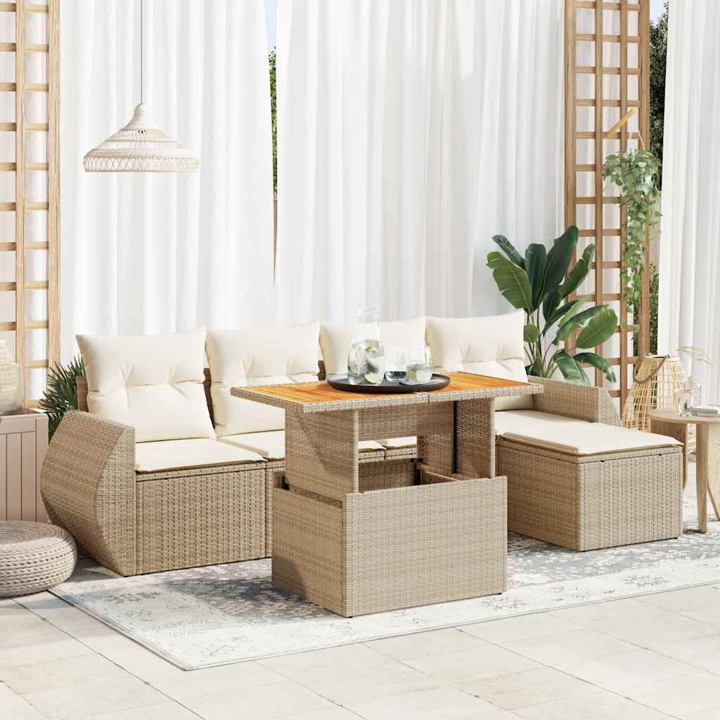 Sofasæt Til Haven 6 Dele Med Hynder Polyrattan - Hovedbillede