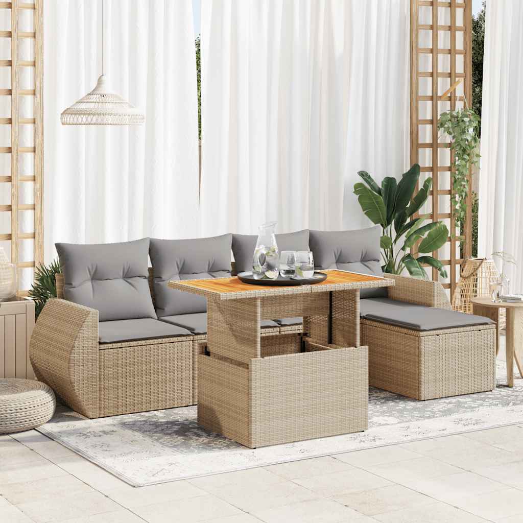 Sofasæt Til Haven 6 Dele Med Hynder Polyrattan - Variant 3327251