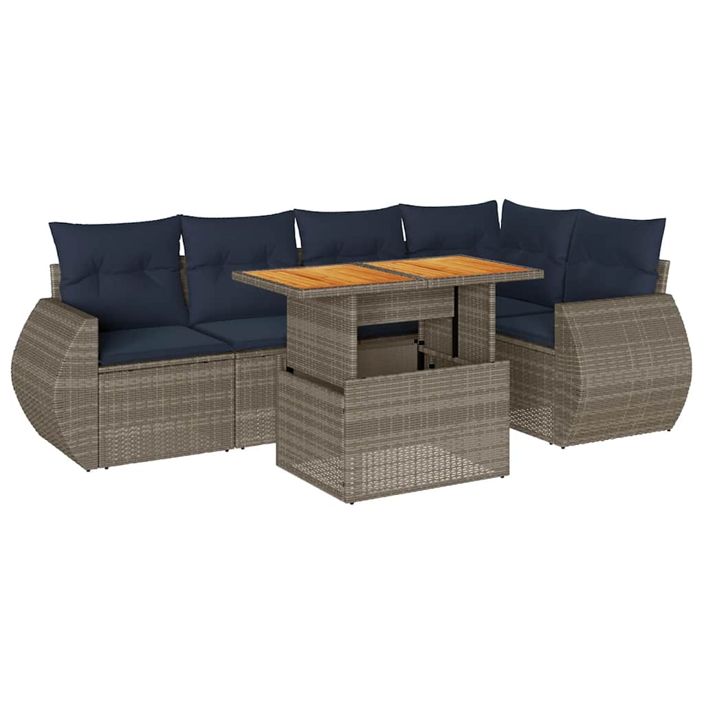 Sofasæt til Haven 6 Dele med Hynder Polyrattan Grå - billede 2