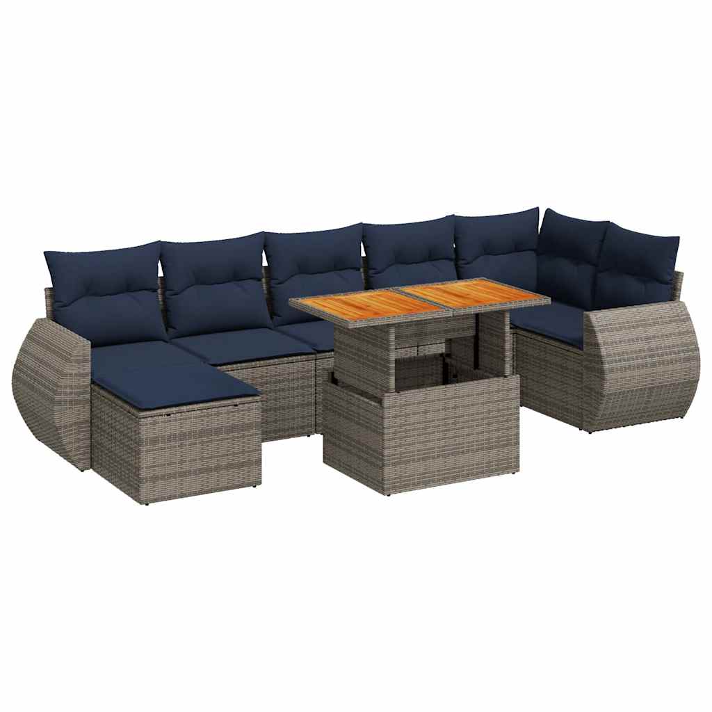 Sofasæt til Haven 8 Dele med Hynder Polyrattan Grå - billede 2