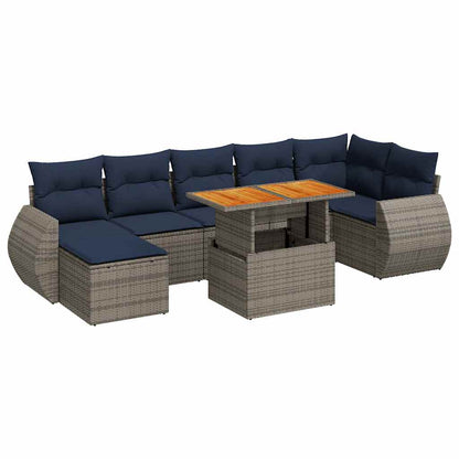 Sofasæt til Haven 8 Dele med Hynder Polyrattan Grå - billede 2
