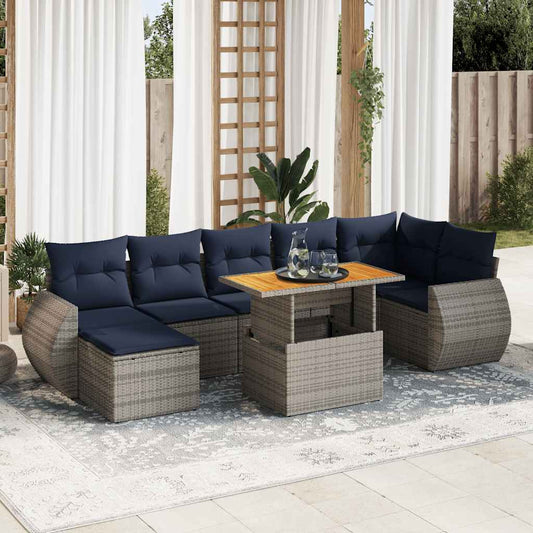 Sofasæt til Haven 8 Dele med Hynder Polyrattan Grå - hovedbillede