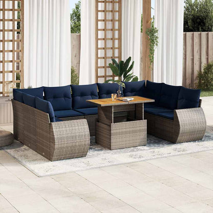 Sofasæt til Haven 10 Dele med Hynder Polyrattan Grå - hovedbillede