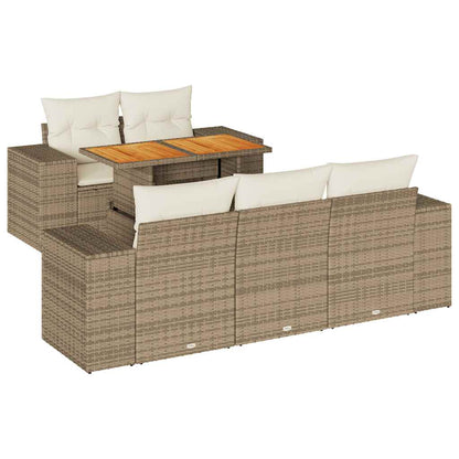 Sofasæt Til Haven 6 Dele Med Hynder Polyrattan - Billede 2