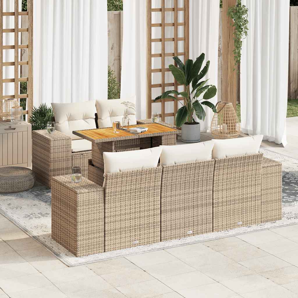 Sofasæt Til Haven 6 Dele Med Hynder Polyrattan - Hovedbillede