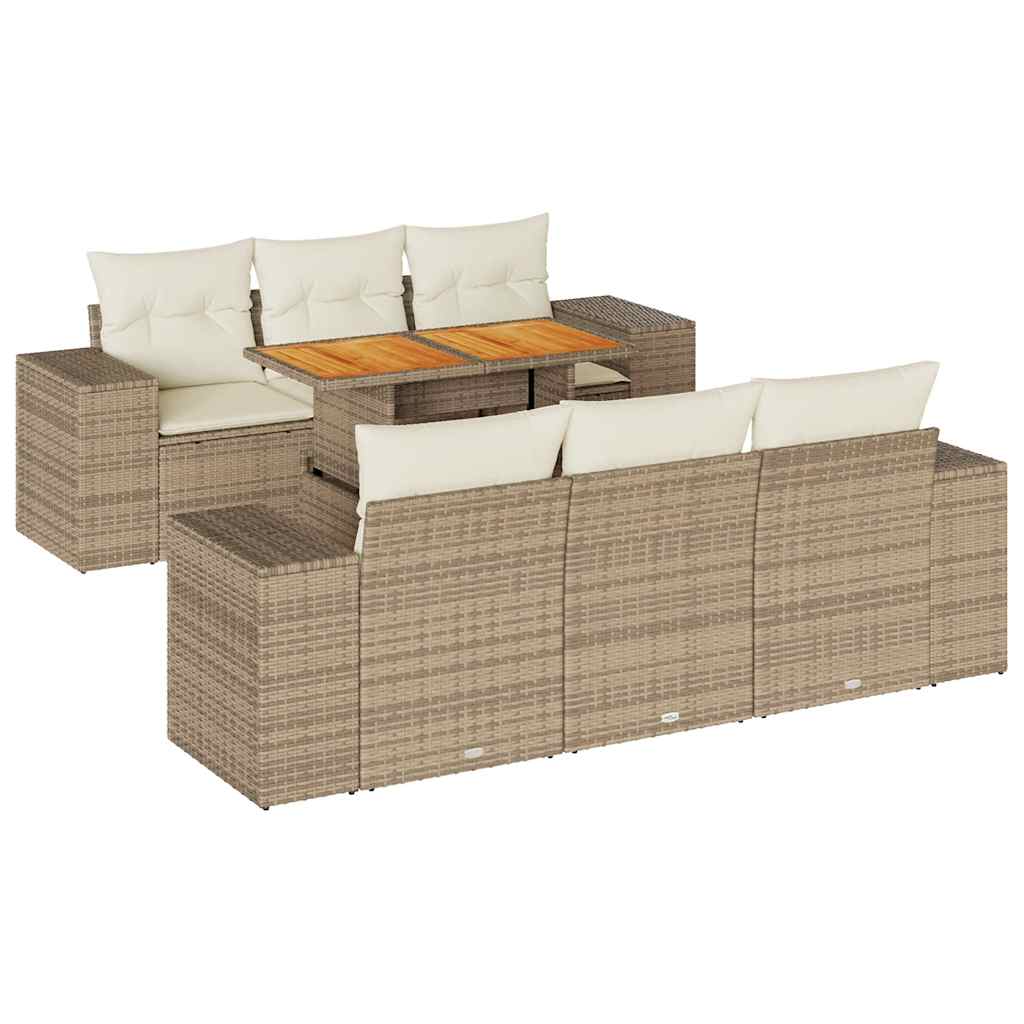 Sofasæt Til Haven 7 Dele Med Hynder Polyrattan - Billede 2