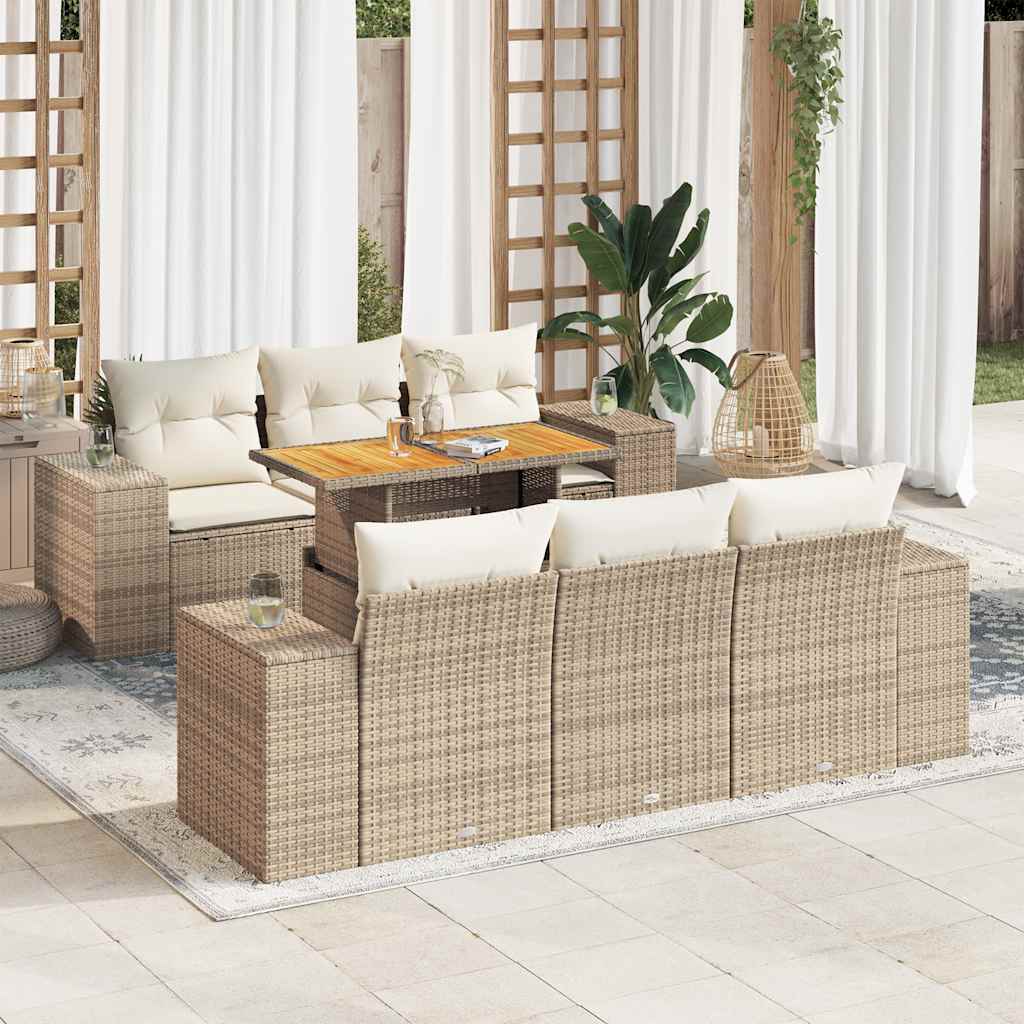 Sofasæt Til Haven 7 Dele Med Hynder Polyrattan - Hovedbillede