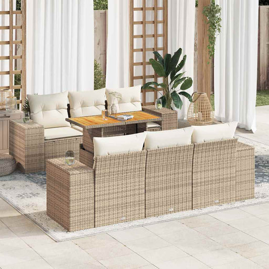 Sofasæt Til Haven 7 Dele Med Hynder Polyrattan - Hovedbillede