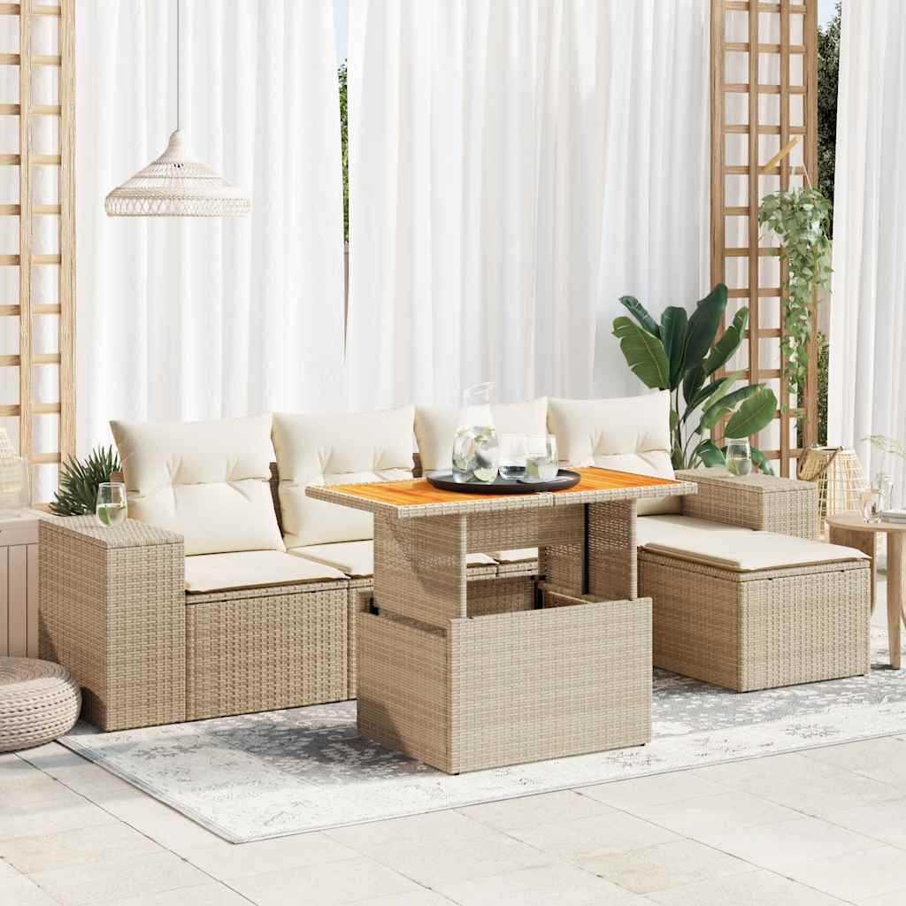 Sofasæt Til Haven 6 Dele Med Hynder Polyrattan - Hovedbillede
