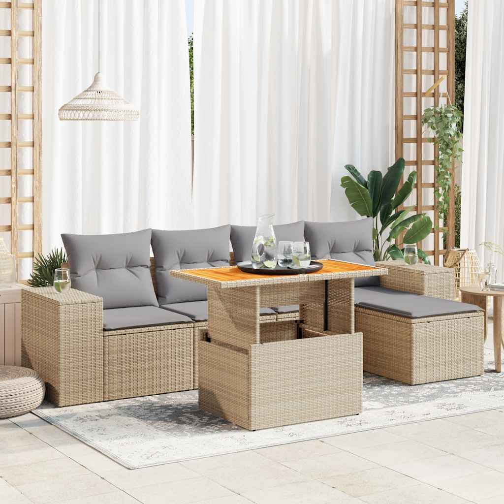 Sofasæt Til Haven 6 Dele Med Hynder Polyrattan - Variant 3327363