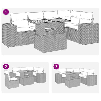 Sofasæt til Haven 6 Dele med Hynder Polyrattan Grå - billede 7