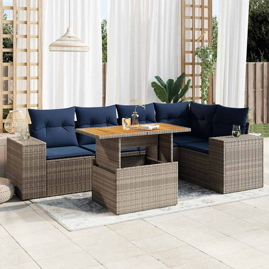 Sofasæt til Haven 6 Dele med Hynder Polyrattan Grå - hovedbillede