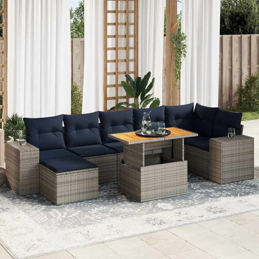 Sofasæt til Haven 8 Dele med Hynder Polyrattan Grå - hovedbillede