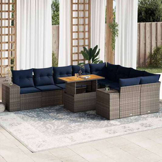 Sofasæt til Haven 10 Dele med Hynder Polyrattan Grå - hovedbillede