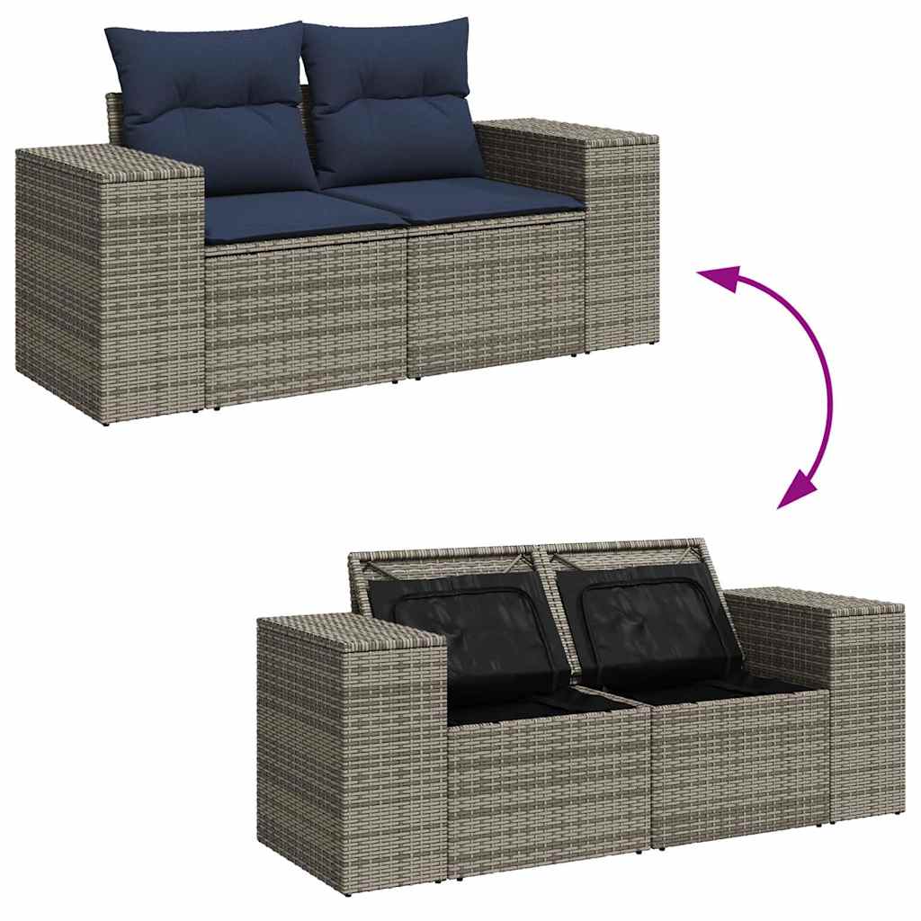 Loungesæt til Haven 11 Dele med Hynder Polyrattan Grå - billede 9