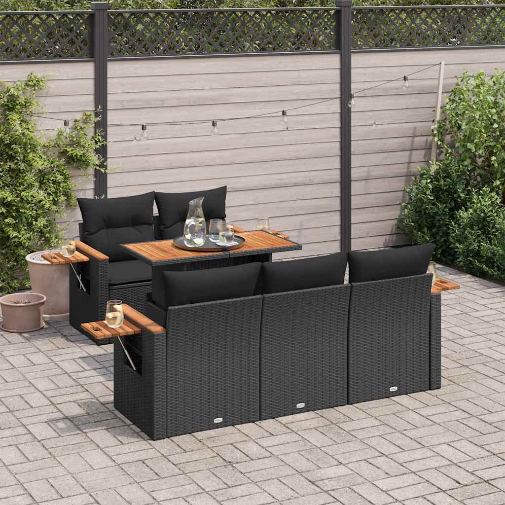Sofasæt Til Haven 6 Dele Med Hynder Polyrattan Akacietræ - Variant 3327548