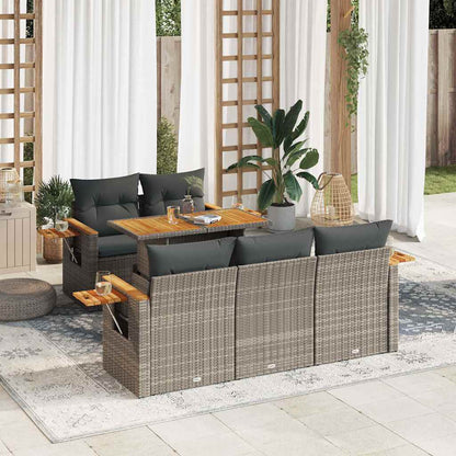Sofasæt Til Haven 6 Dele Med Hynder Polyrattan Akacietræ - Variant 3327553