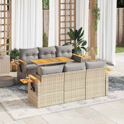 Sofasæt Til Haven 7 Dele Med Hynder Polyrattan Akacietræ - Variant 3327559