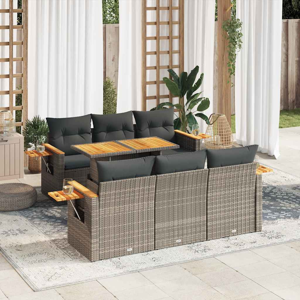 Sofasæt Til Haven 7 Dele Med Hynder Polyrattan Akacietræ - Variant 3327560