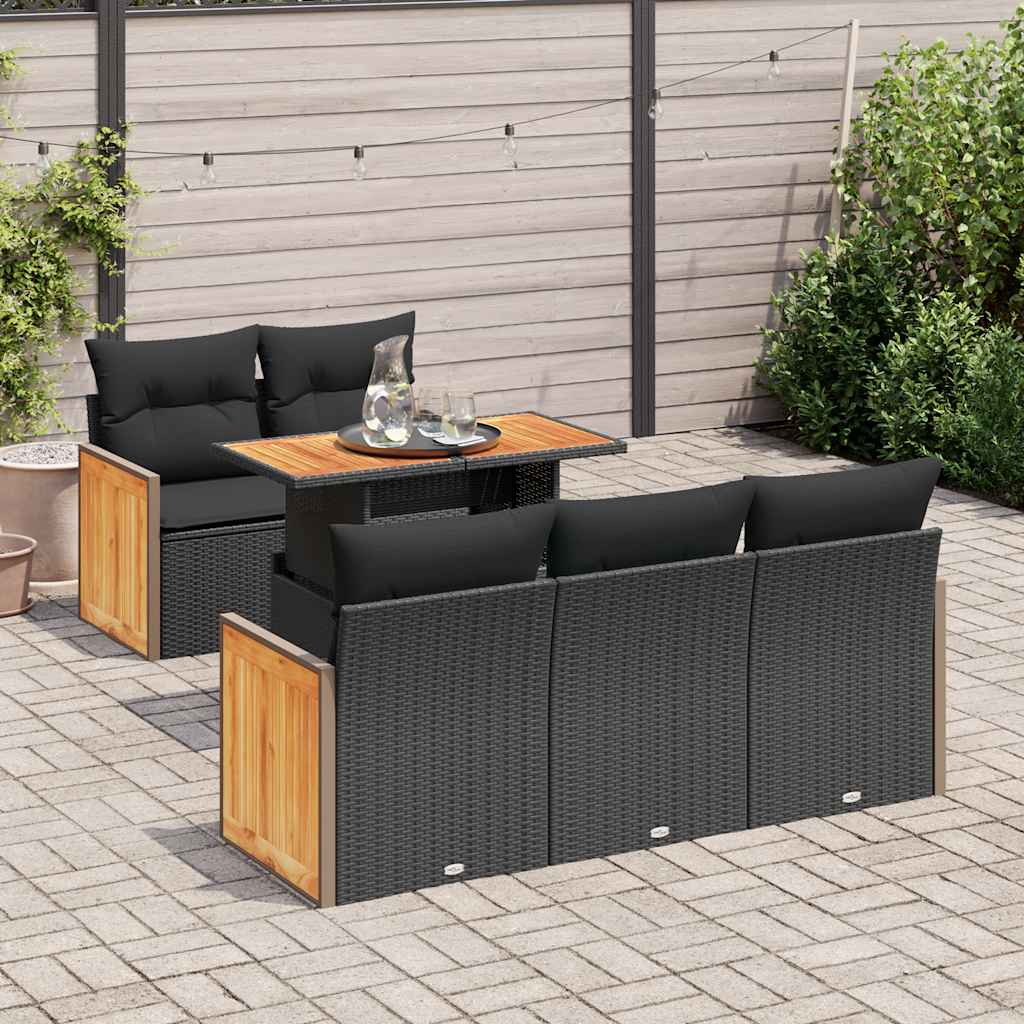 Sofasæt Til Haven 6 Dele Med Hynder Polyrattan Akacietræ - Variant 3327660