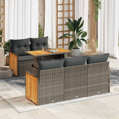 Sofasæt Til Haven 6 Dele Med Hynder Polyrattan Akacietræ - Variant 3327665