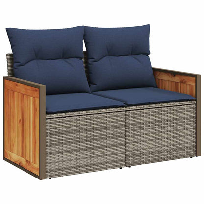 Sofasæt til Haven 6 Dele med Hynder Polyrattan Akacietræ Grå - billede 4