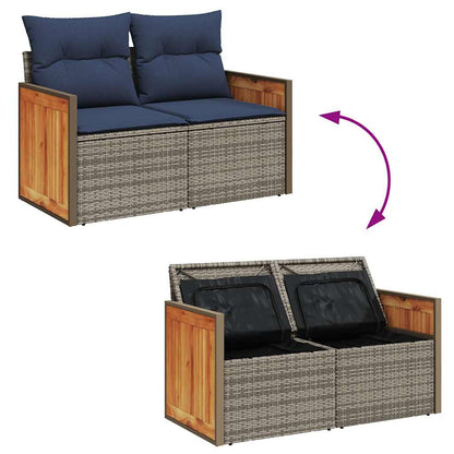 Sofasæt til Haven 6 Dele med Hynder Polyrattan Akacietræ Grå - billede 6