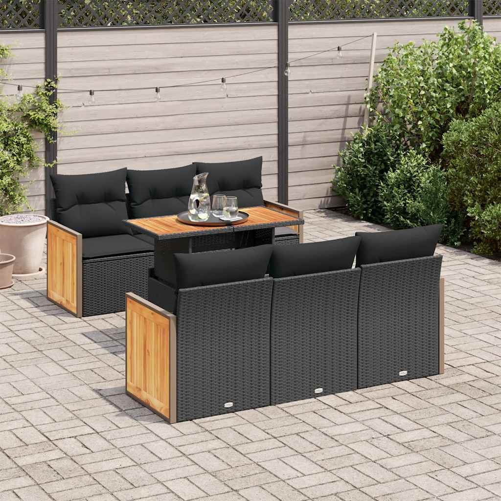 Sofasæt Til Haven 7 Dele Med Hynder Polyrattan Akacietræ - Variant 3327667