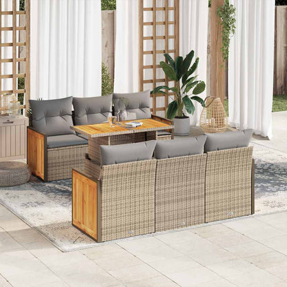 Sofasæt Til Haven 7 Dele Med Hynder Polyrattan Akacietræ - Variant 3327671