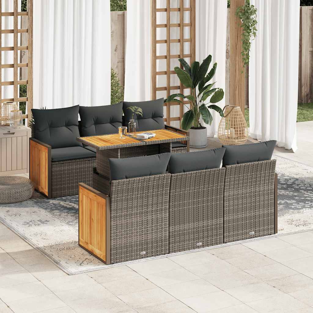 Sofasæt Til Haven 7 Dele Med Hynder Polyrattan Akacietræ - Variant 3327672
