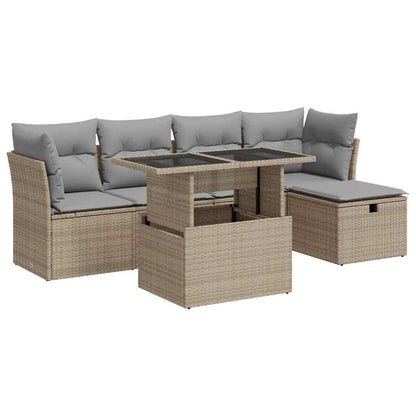 Sofasæt Til Haven 6 Dele Med Hynder Polyrattan - Billede 2