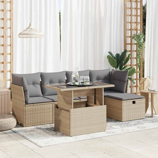 Sofasæt Til Haven 6 Dele Med Hynder Polyrattan - Hovedbillede