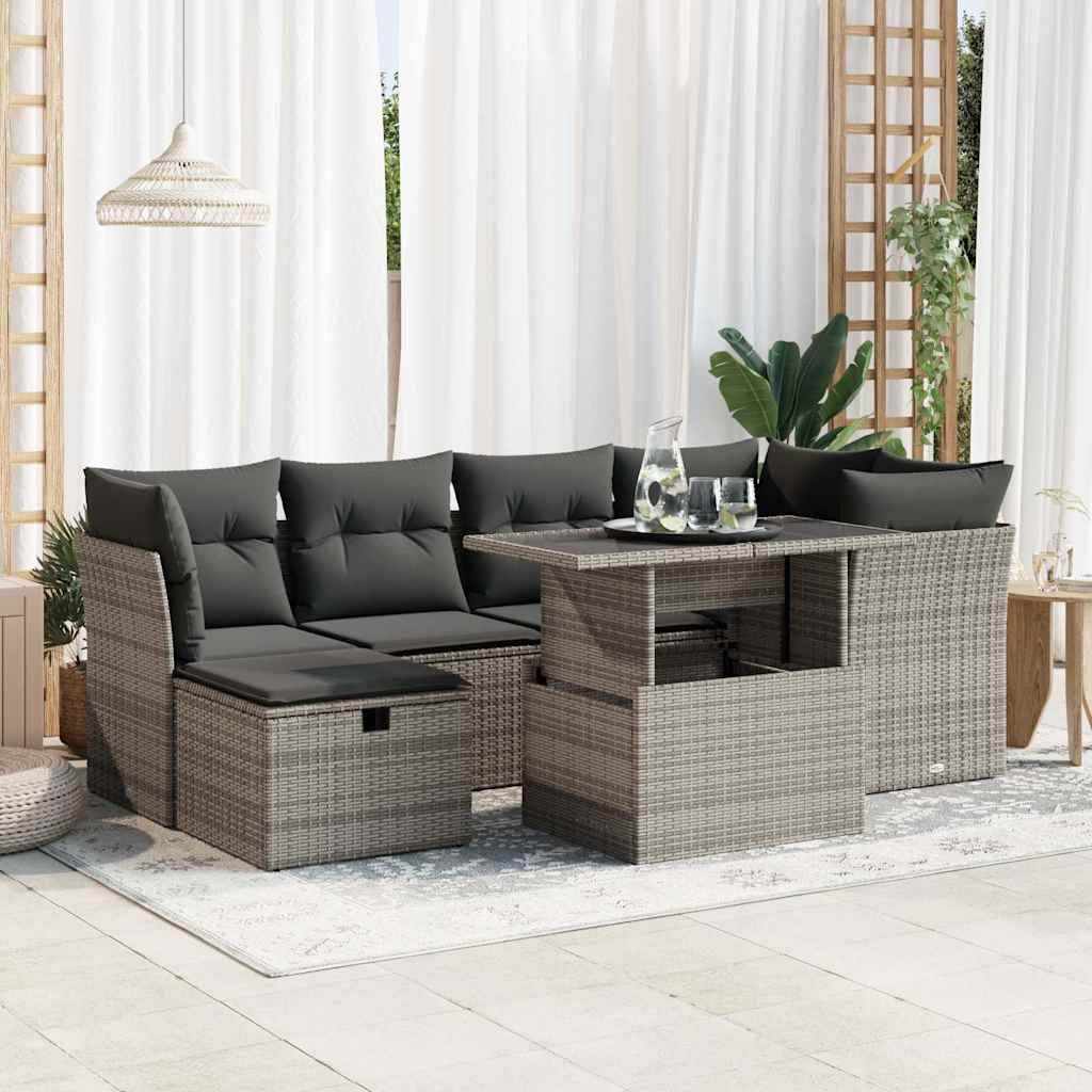 Sofasæt Til Haven 7 Dele Med Hynder Polyrattan - Hovedbillede